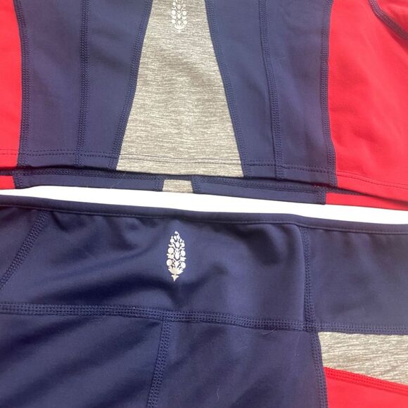 Free People Women’s M Workout Set Blue Red Colorblock Sporty Athletic Hiking NWT - Picture 5 of 6